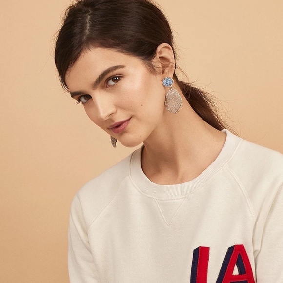 Elegant Cluster Two Tone Druzy Baby Blue Earrings - Picture 5 of 7